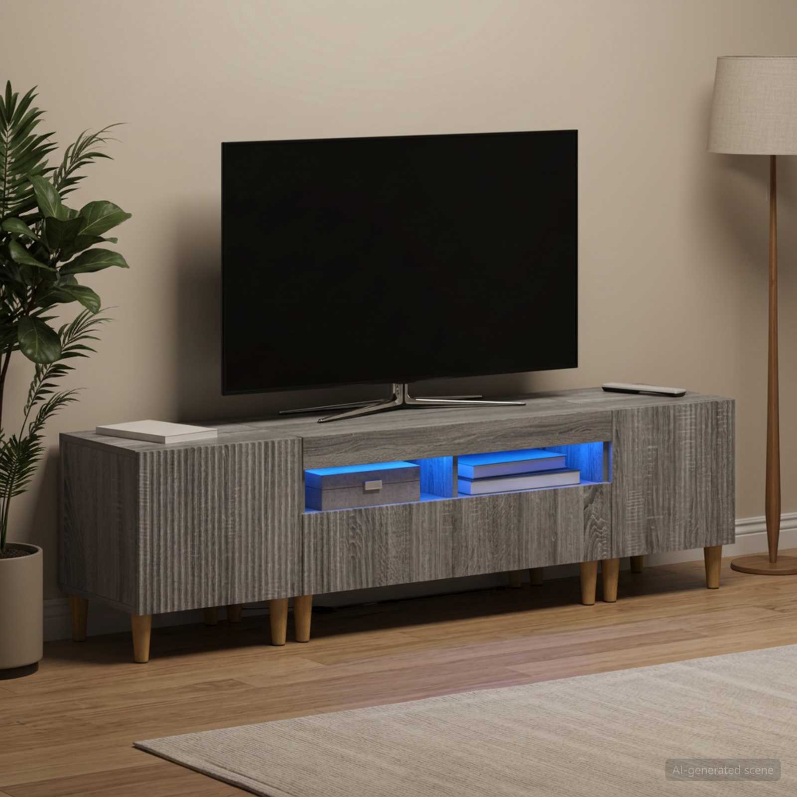 3-osainen LED-TV-kaappi ARNHEM 3 kpl Harmaa Sonoma Tekninen puu - Image 3