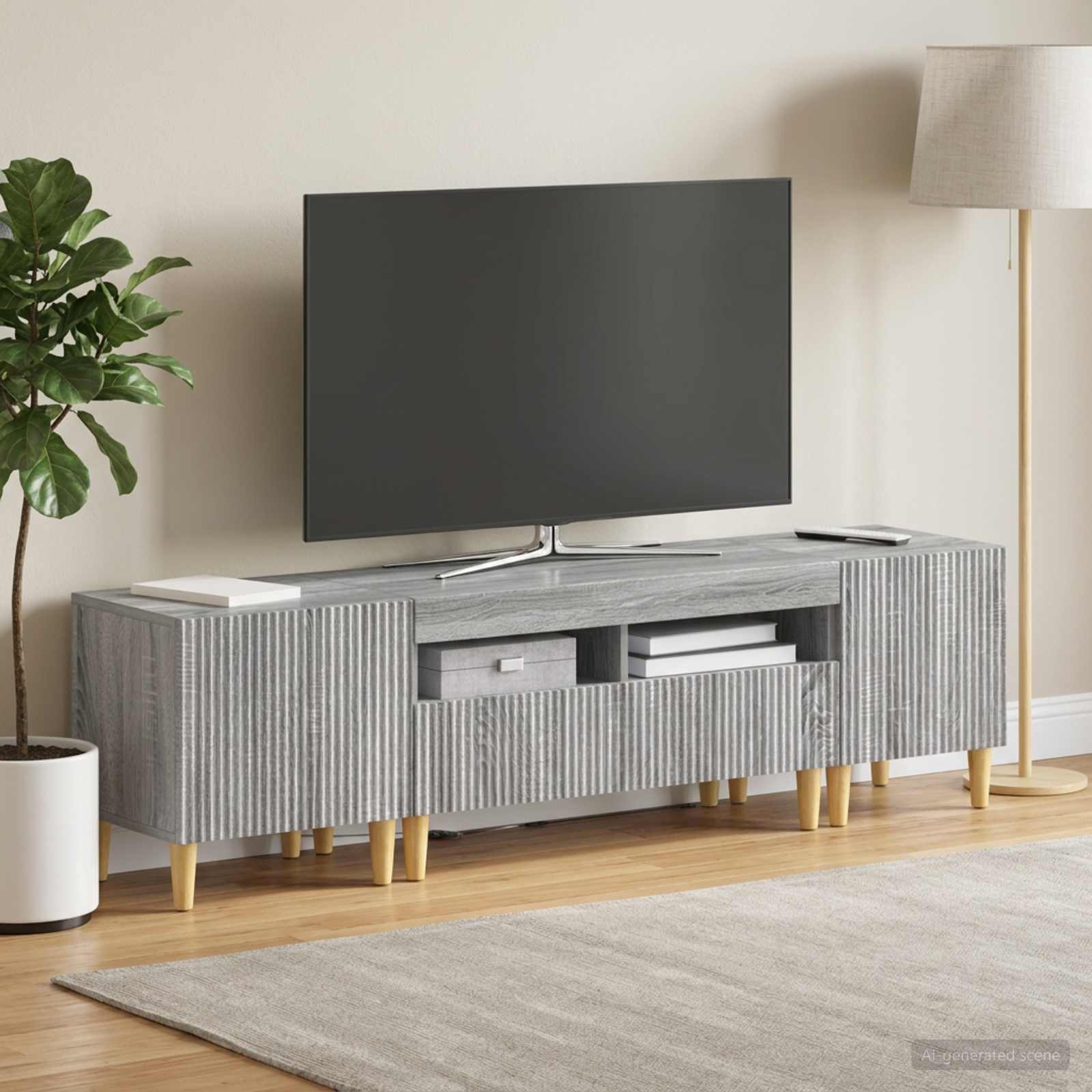 3-osainen LED-TV-kaappi ARNHEM 3 kpl Harmaa Sonoma Tekninen puu