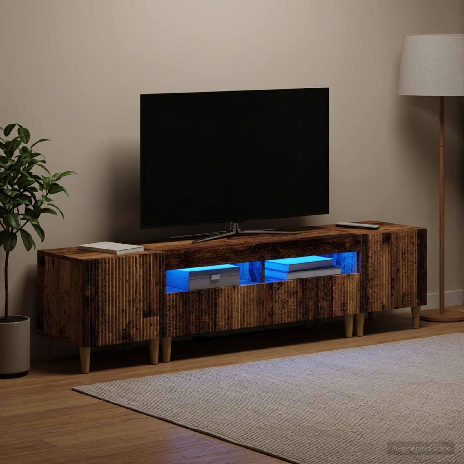 3-osainen LED-TV-kaappi ARNHEM 3 kpl Vanha puu Tekninen puu