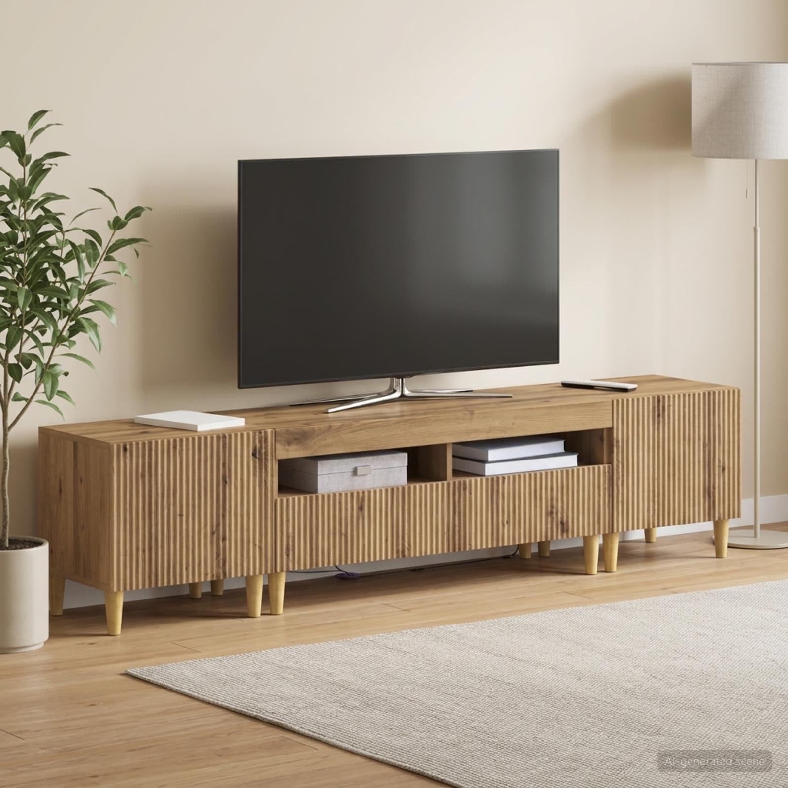 3-osainen LED-TV-kaappi ARNHEM 3 kpl Artisaanitammi