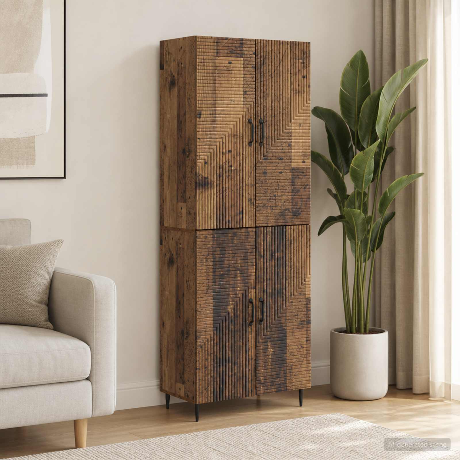 Kastenset 2 pcs 66 x 34,5 x 89,5 cm Bewerkt hout – afbeelding 1