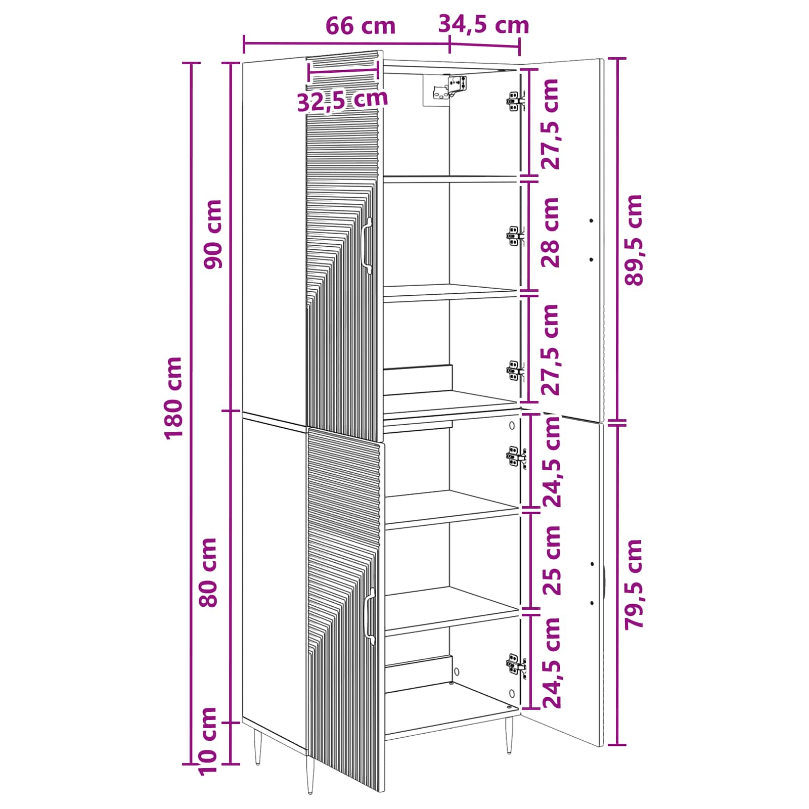 vidaXL Schrankset 2 pcs 66 x 34,5 x 89,5 cm Holzwerkstoff – Bild 8