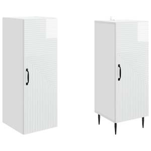 Sada skříněk 2 pcs Bílá s vysokým leskem 33 x 34,5 x 89,5 cm - obrázek 3