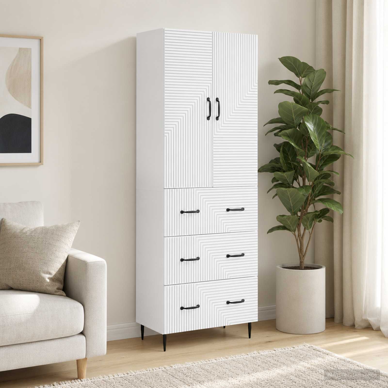 vidaXL Kaappisarja 2 kpl 66 x 34,5 x 90 cm Tekninen puu valkoinen