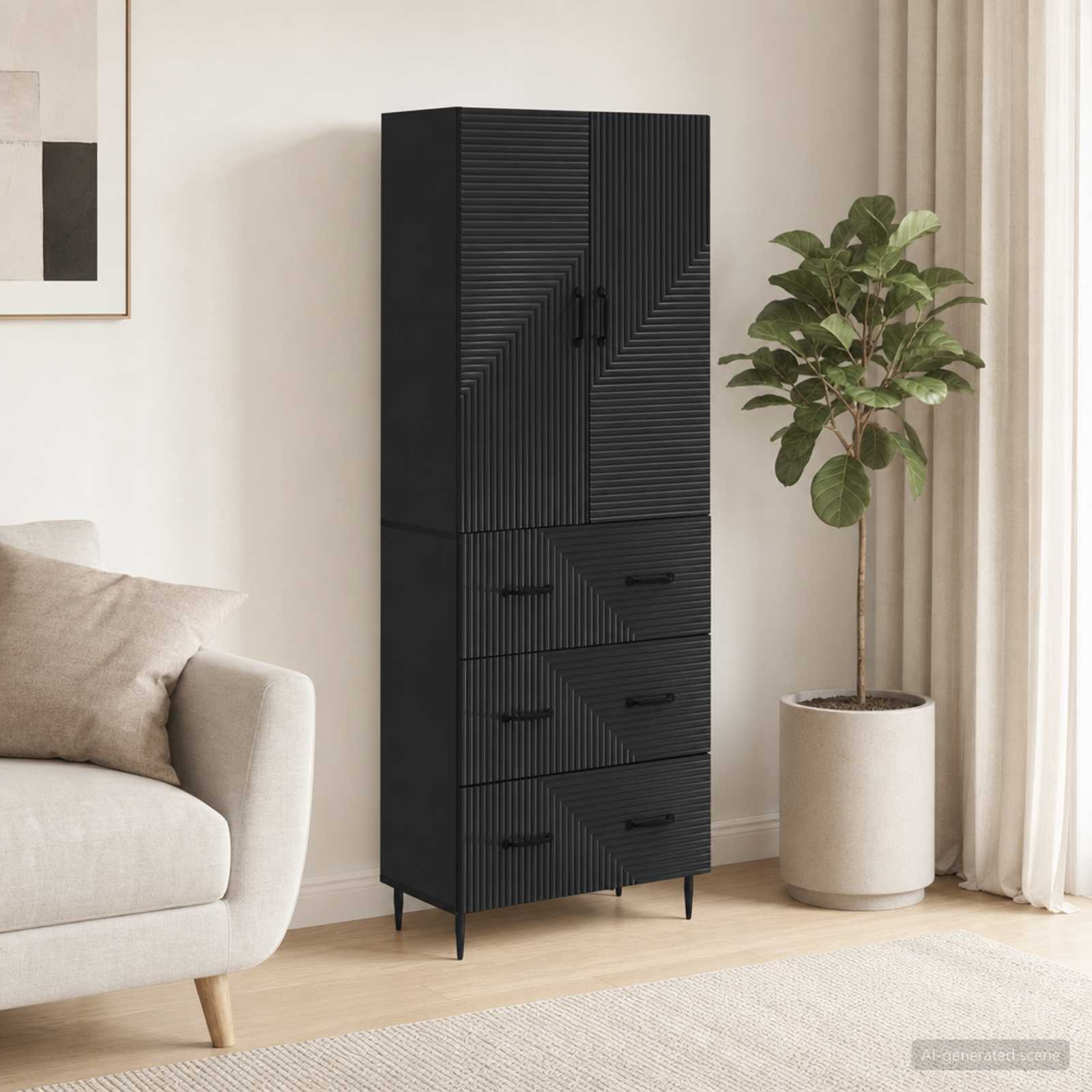vidaXL Kaappisarja 2 kpl 66 x 34,5 x 90 cm Tekninen puu Musta