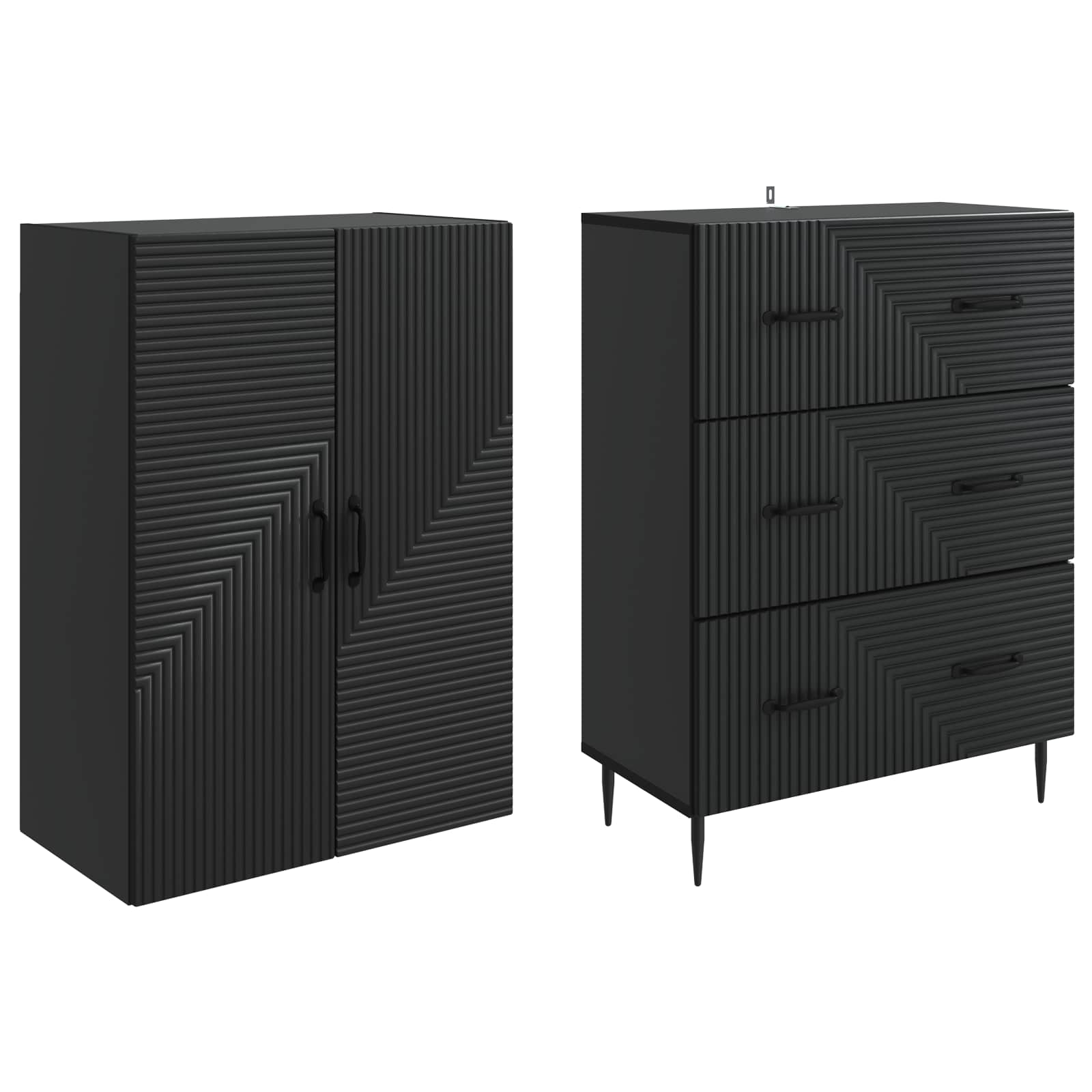 Kaappisarja 2 pcs Musta 66 x 34,5 x 90 cm Tekninen puu - Image 3