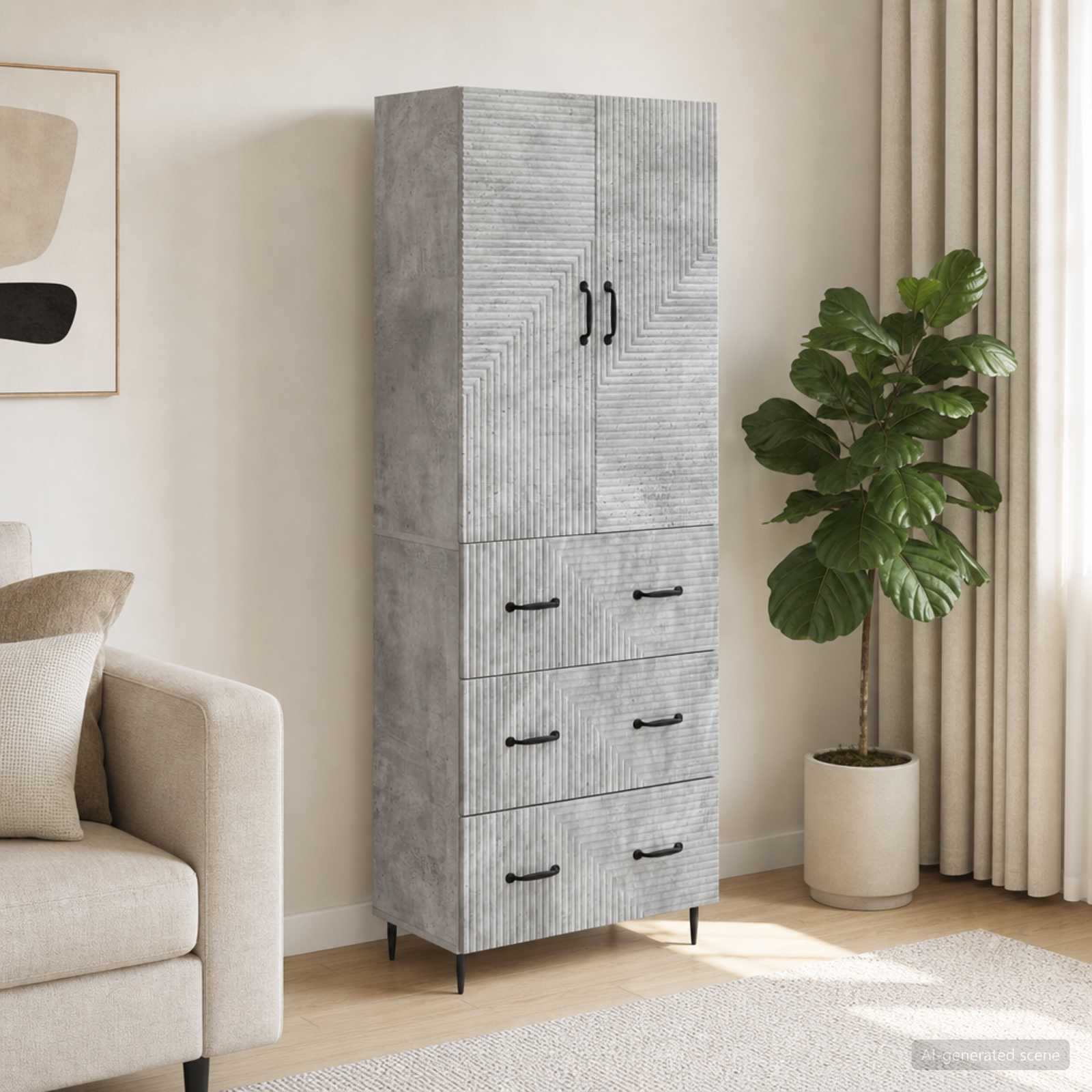vidaXL Kaappisarja 2 kpl 66 x 34,5 x 90 cm Tekninen puu Betoninharmaa