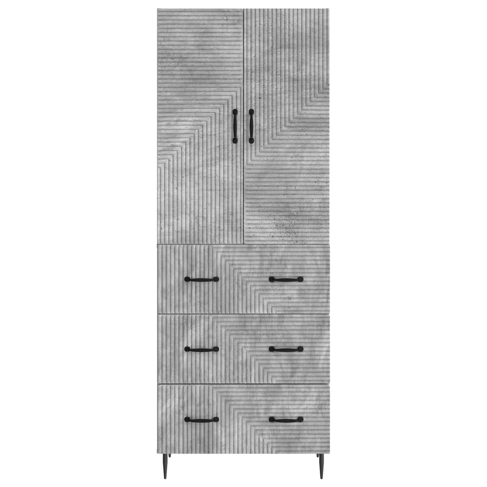 Kaappisarja 2 pcs Betoninharmaa 66 x 34,5 x 90 cm Tekninen puu - Image 4