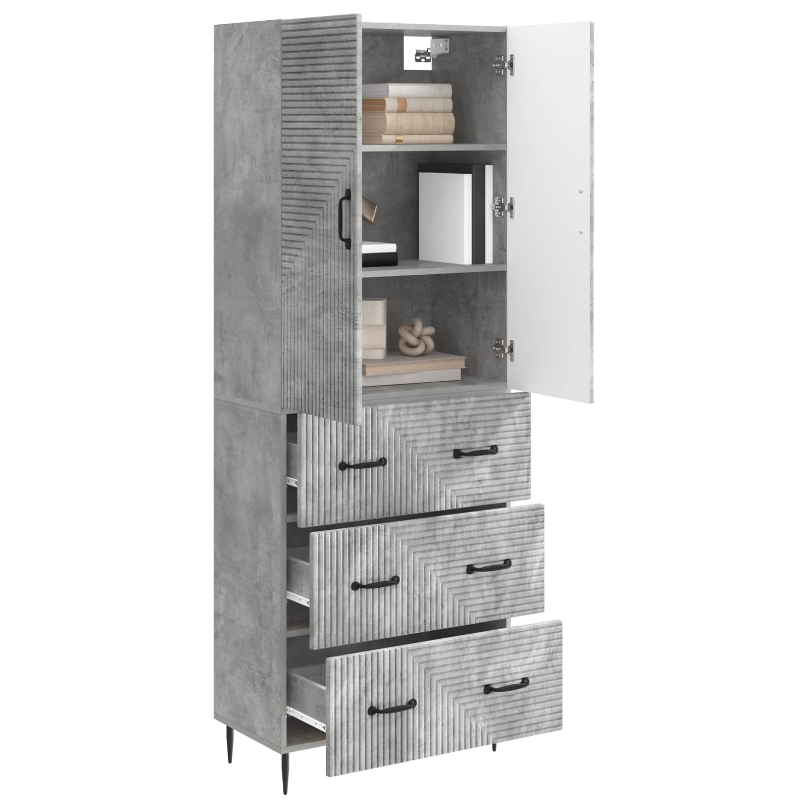 Kaappisarja 2 pcs Betoninharmaa 66 x 34,5 x 90 cm Tekninen puu - Image 2