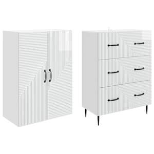 Sada skříněk 2 pcs Bílá s vysokým leskem 66 x 34,5 x 90 cm - obrázek 3