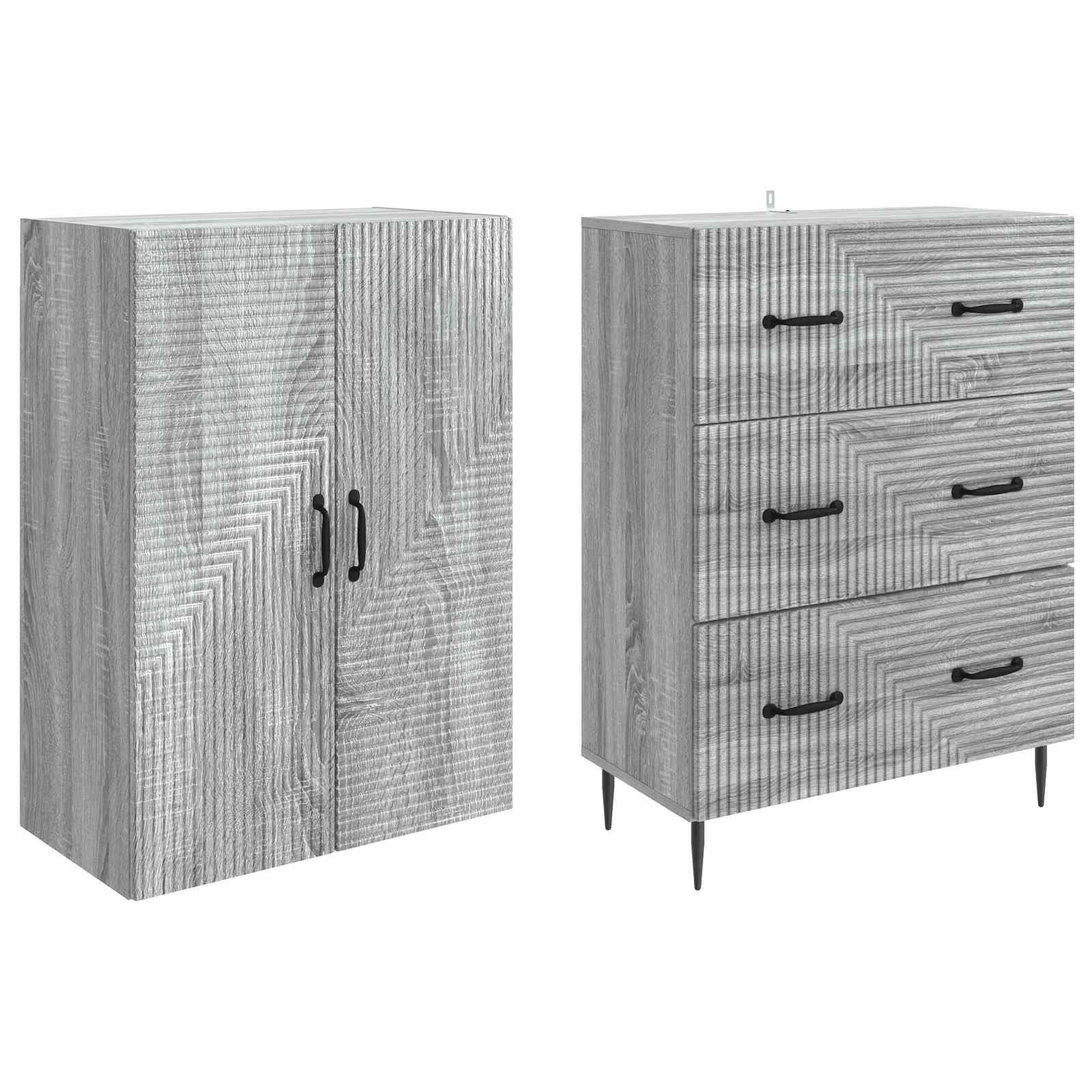 Kaappisarja 2 pcs Harmaa Sonoma 66 x 34,5 x 90 cm Tekninen puu - Image 3