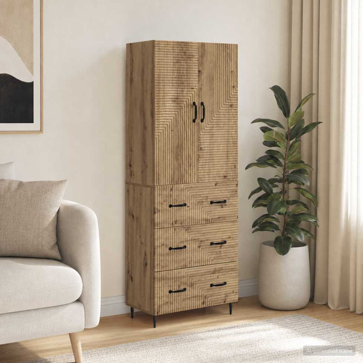 Skab Sæt 2 stk. 66 x 34,5 x 90 cm Konstrueret træ