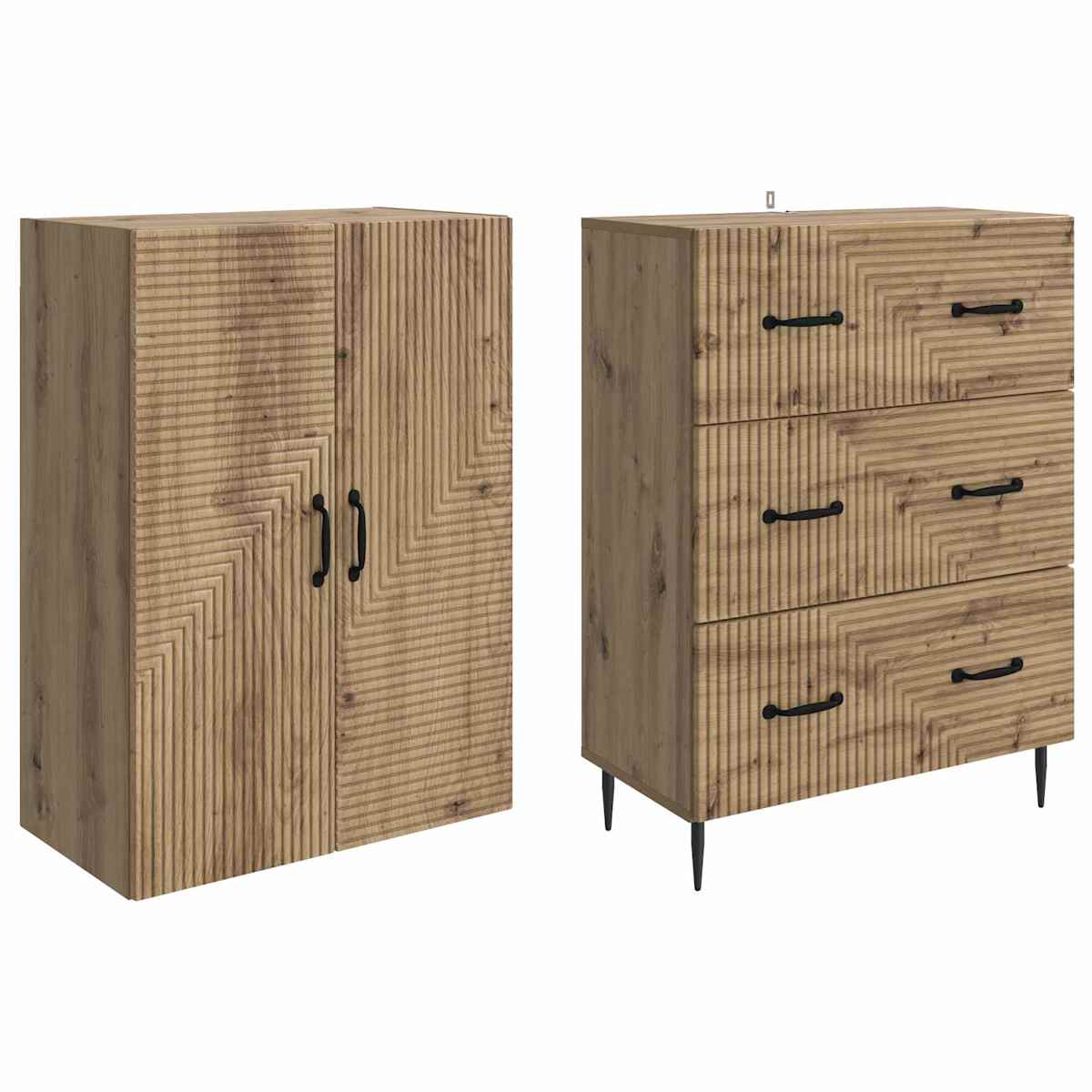 Skab Sæt 2 stk. 66 x 34,5 x 90 cm Konstrueret træ - Billede 4