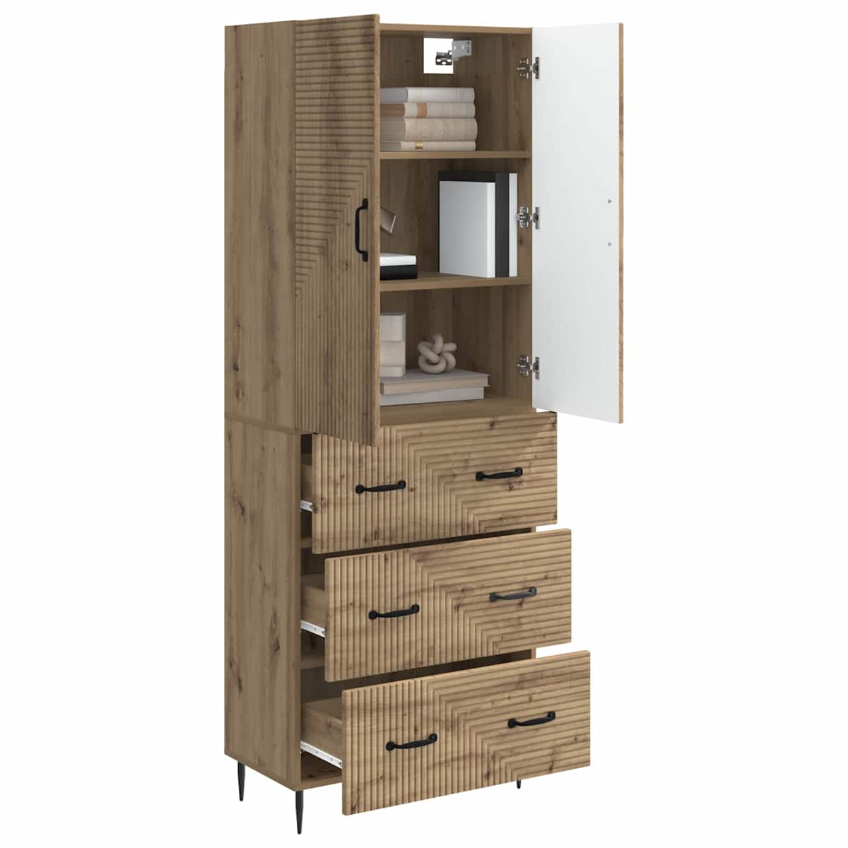 Skab Sæt 2 stk. 66 x 34,5 x 90 cm Konstrueret træ - Billede 3