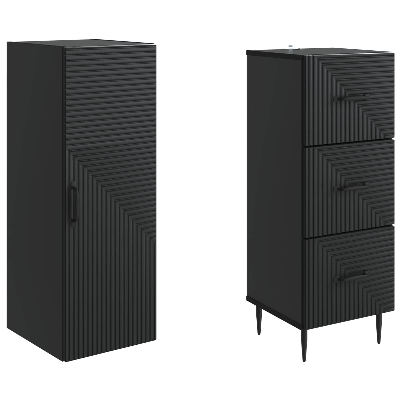Kaappisarja 2 pcs Musta 33 x 34,5 x 90 cm Tekninen puu - Image 3