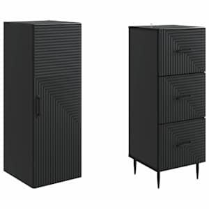 Sada skříněk 2 pcs Černá 33 x 34,5 x 90 cm Kompozitní dřevo - obrázek 3