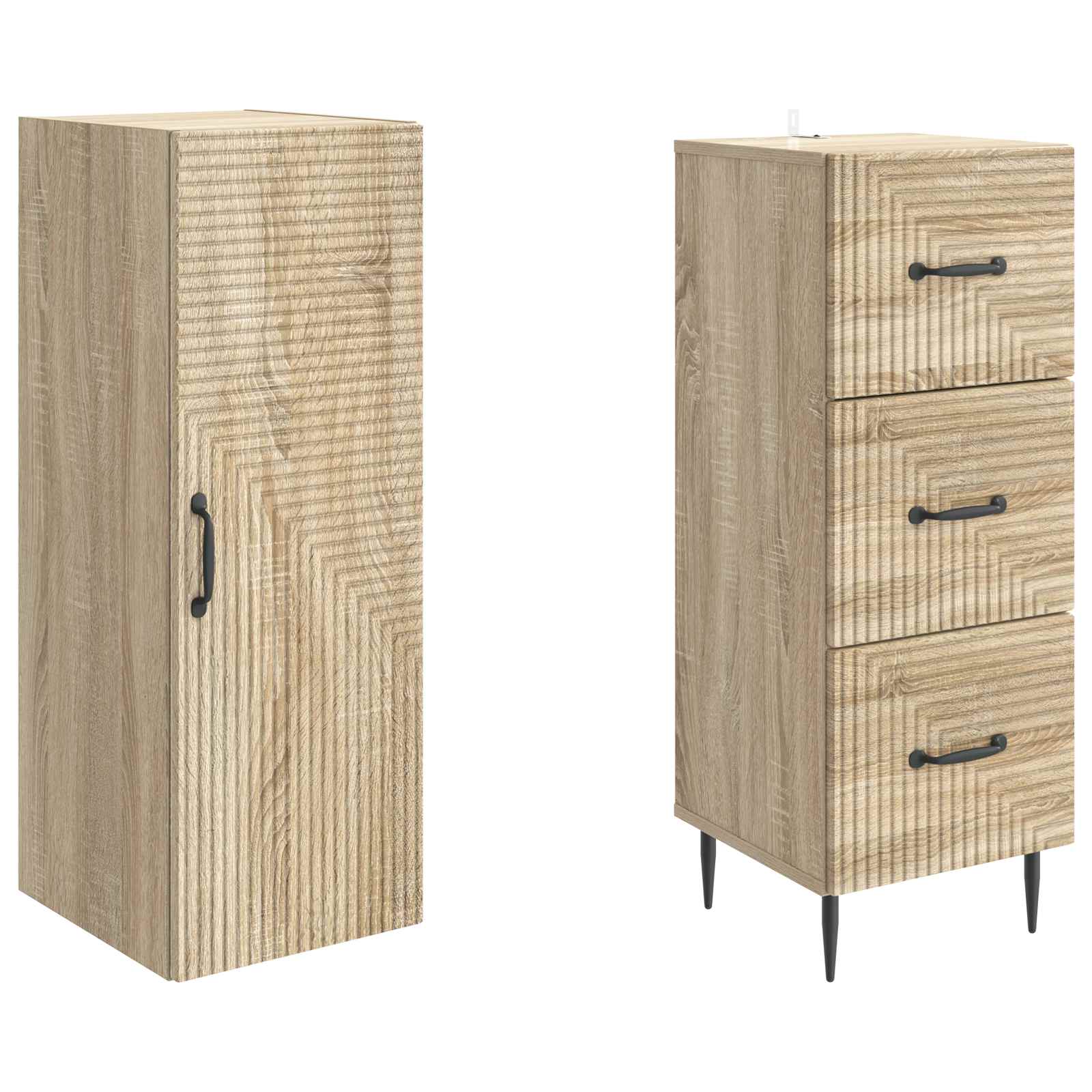 Kaappisarja 2 pcs Sonoma-tammi 33 x 34,5 x 90 cm Tekninen puu - Image 3