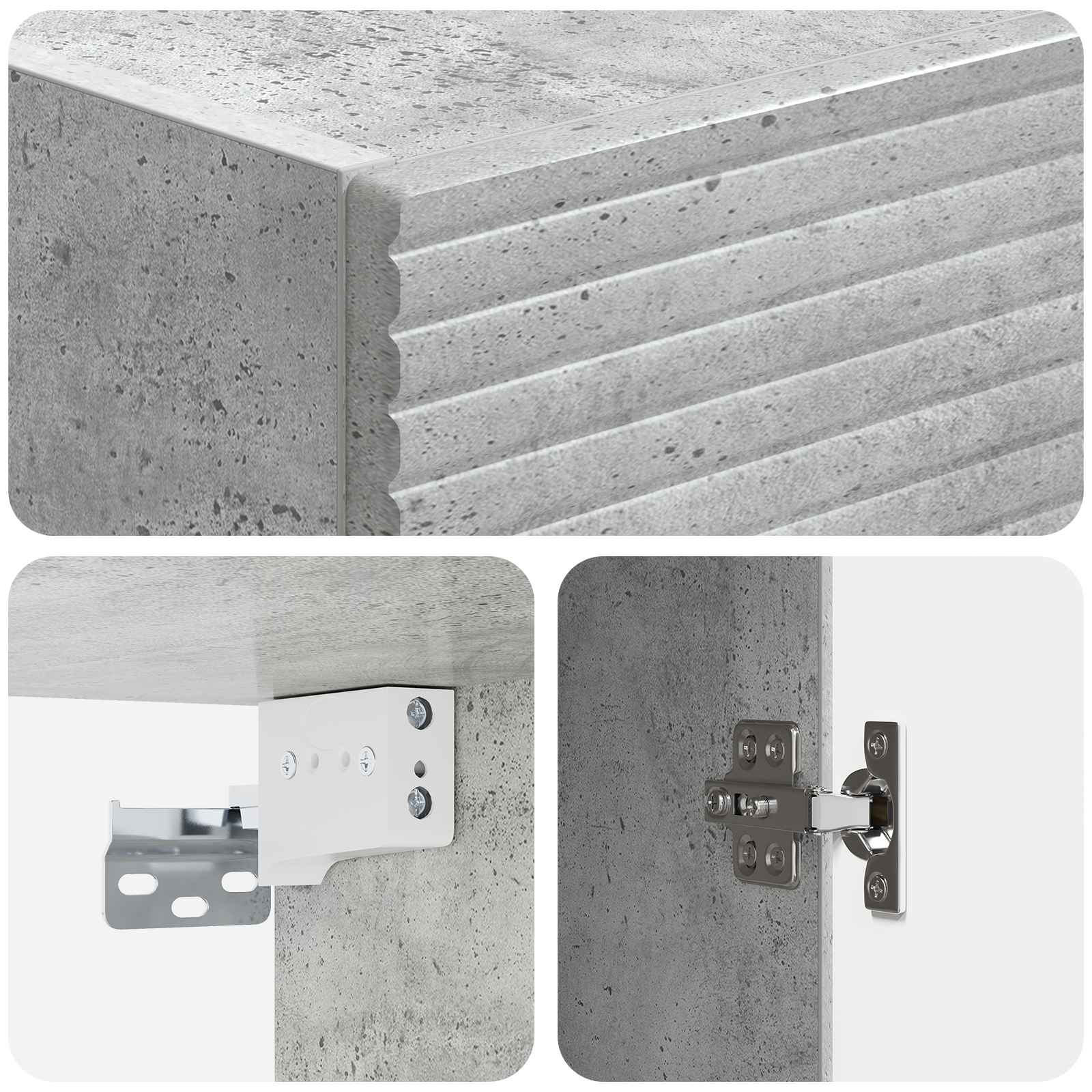 Kaappisarja 2 pcs Betoninharmaa 33 x 34,5 x 90 cm Tekninen puu - Image 7