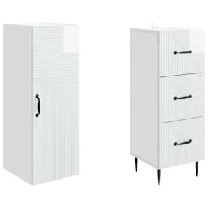 Sada skříněk 2 pcs Bílá s vysokým leskem 33 x 34,5 x 90 cm - obrázek 3