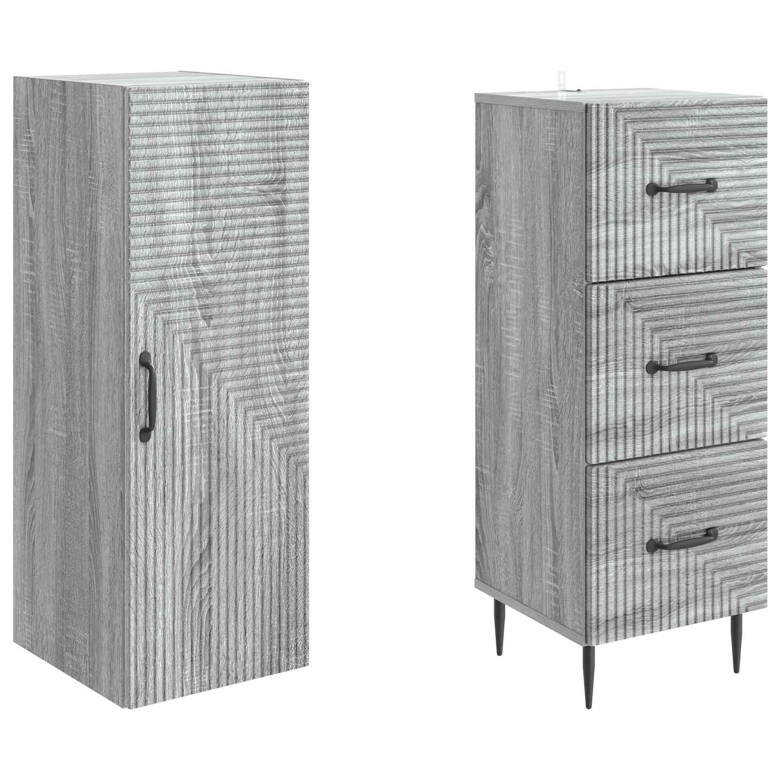 Kaappisarja 2 pcs Harmaa Sonoma 33 x 34,5 x 90 cm Tekninen puu - Image 3