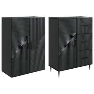 Sada skříněk 2 pcs Černá 66 x 34,5 x 89,5 cm Kompozitní dřevo - obrázek 3