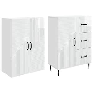 Sada skříněk 2 pcs Bílá s vysokým leskem 66 x 34,5 x 89,5 cm - obrázek 3