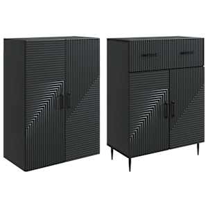 Sada skříněk 2 pcs Černá 66 x 34,5 x 89,5 cm Kompozitní dřevo - obrázek 3