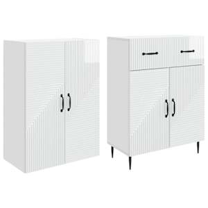 Sada skříněk 2 pcs Bílá s vysokým leskem 66 x 34,5 x 89,5 cm - obrázek 3