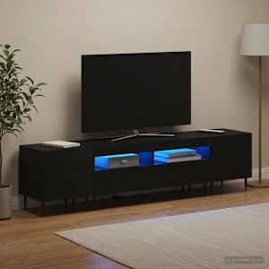 3-delni LED TV omarica Črna Inženirski les