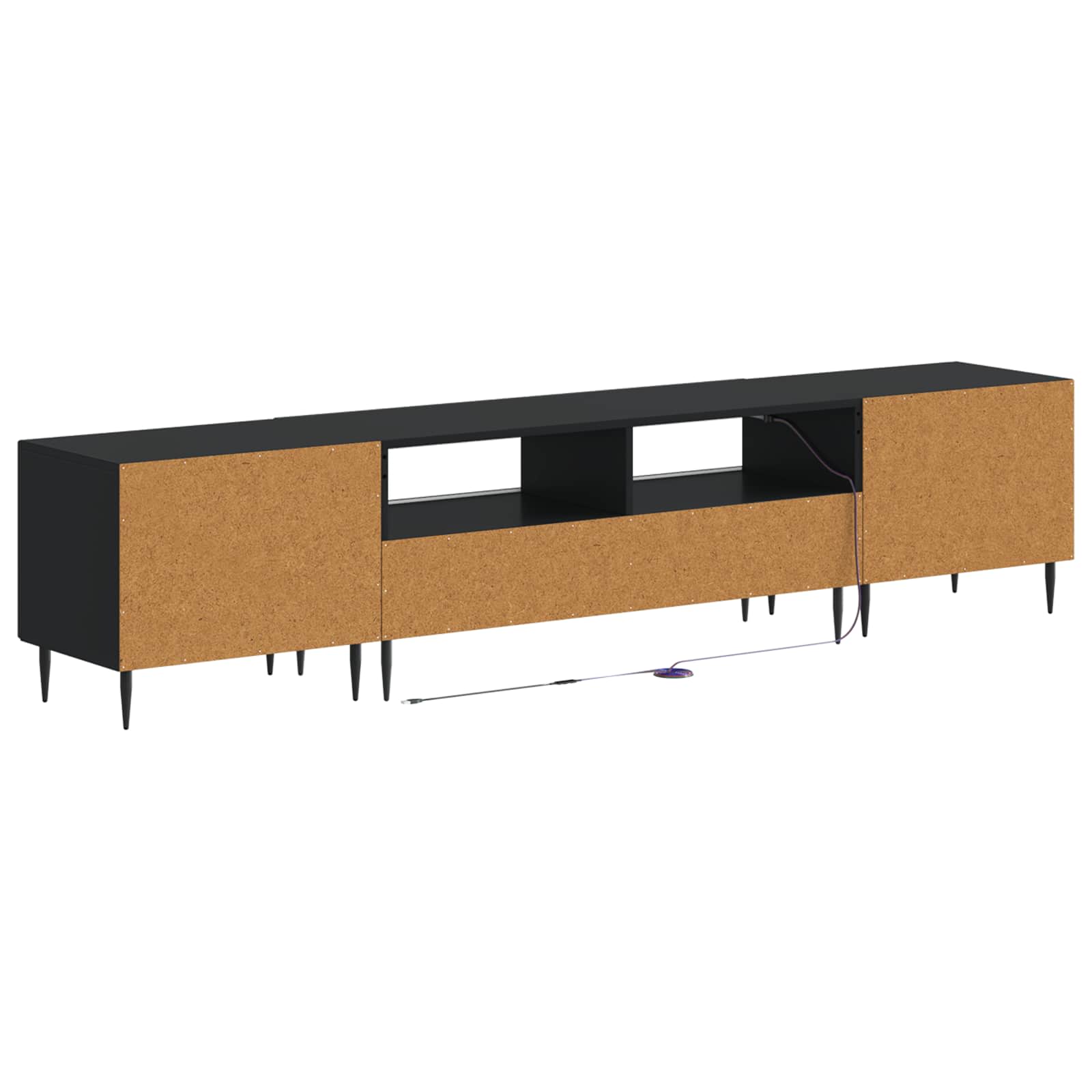 3-osainen LED-TV-kaappi Musta Tekninen puu - Image 4