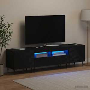 3-delni LED TV omarica Črna Inženirski les