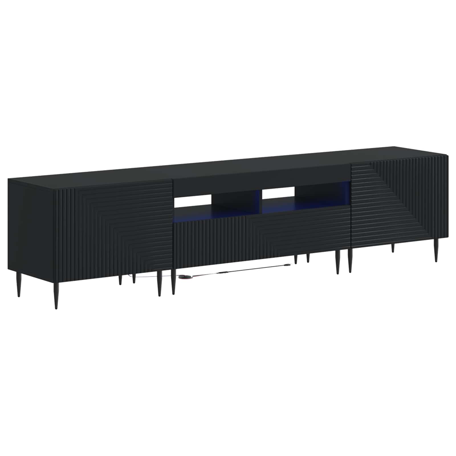 3-osainen LED-TV-kaappi Musta Tekninen puu