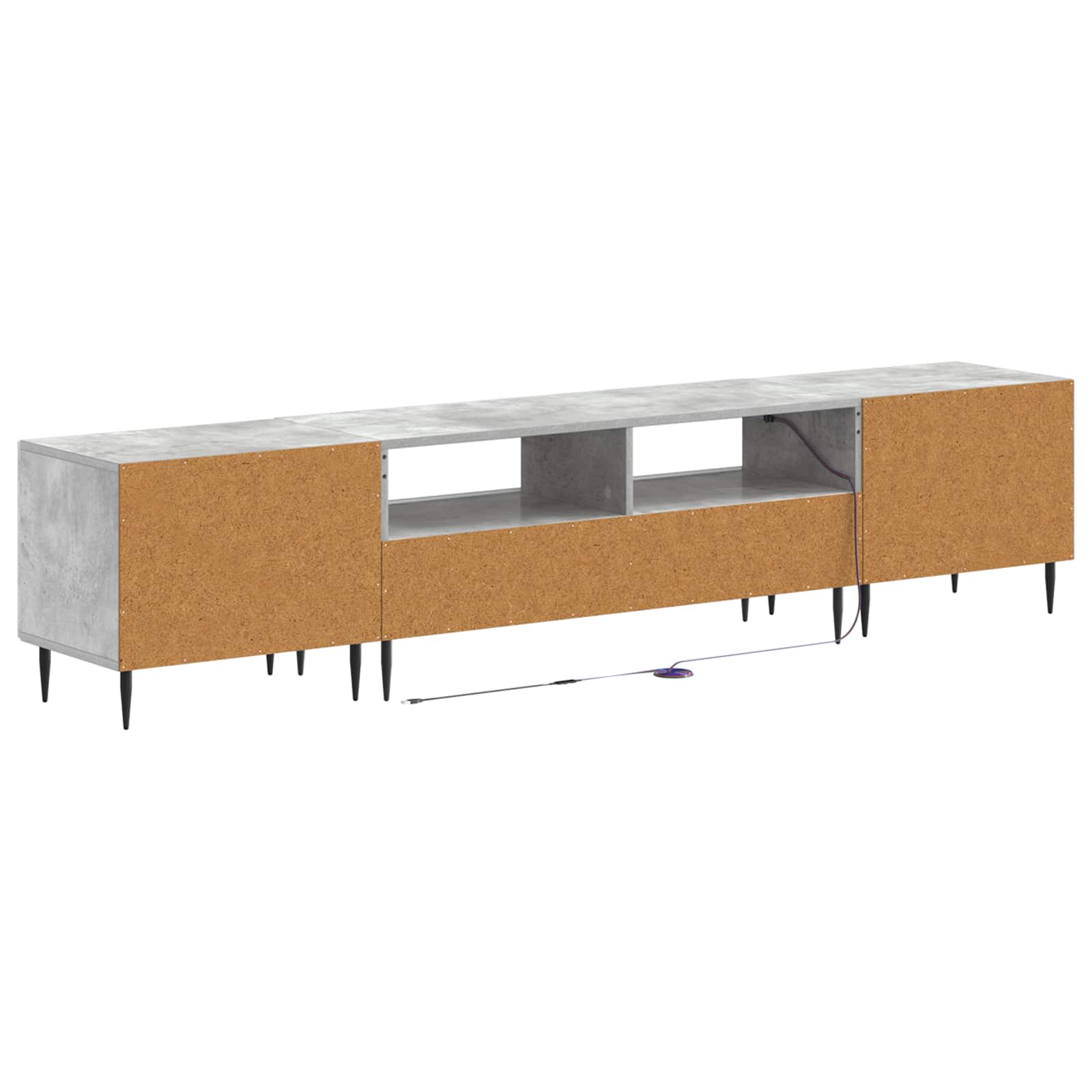 3-osainen LED-TV-kaappi Betoninharmaa Tekninen puu - Image 4