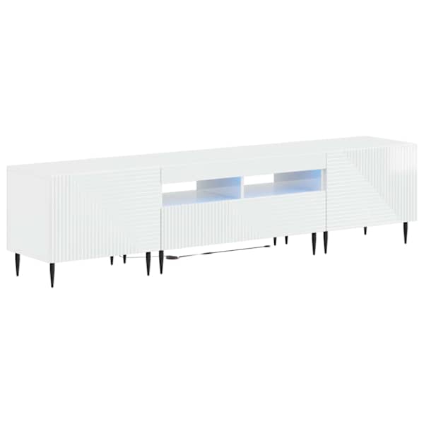 vidaXL 3-osaline LED telerikapp K&otilde;rgl&auml;ikega valge Tehispuit