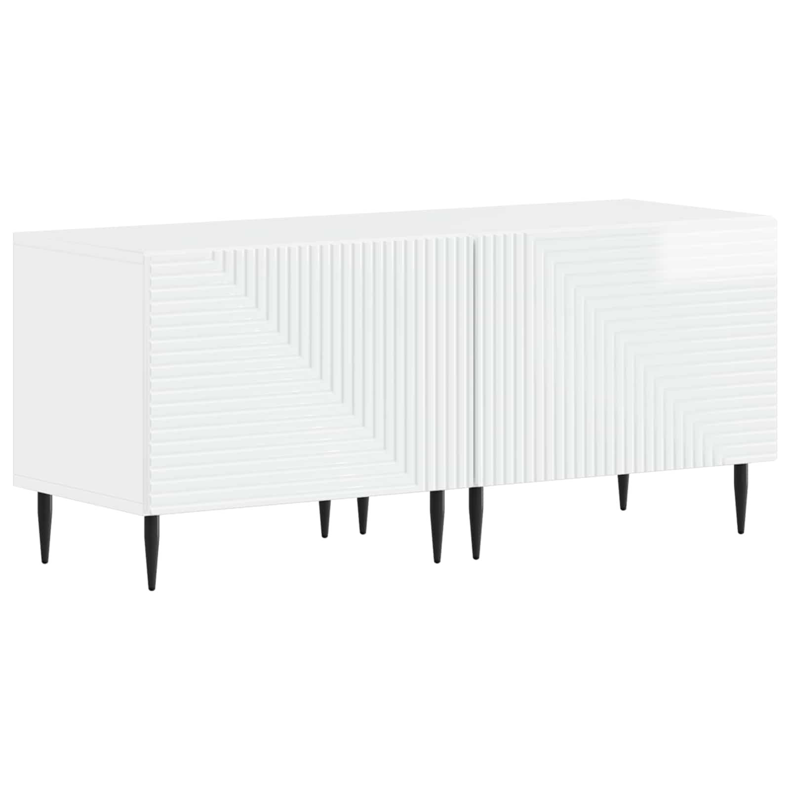 3-osainen LED-TV-kaappi Korkeakiiltoinen valkoinen Tekninen puu - Image 2