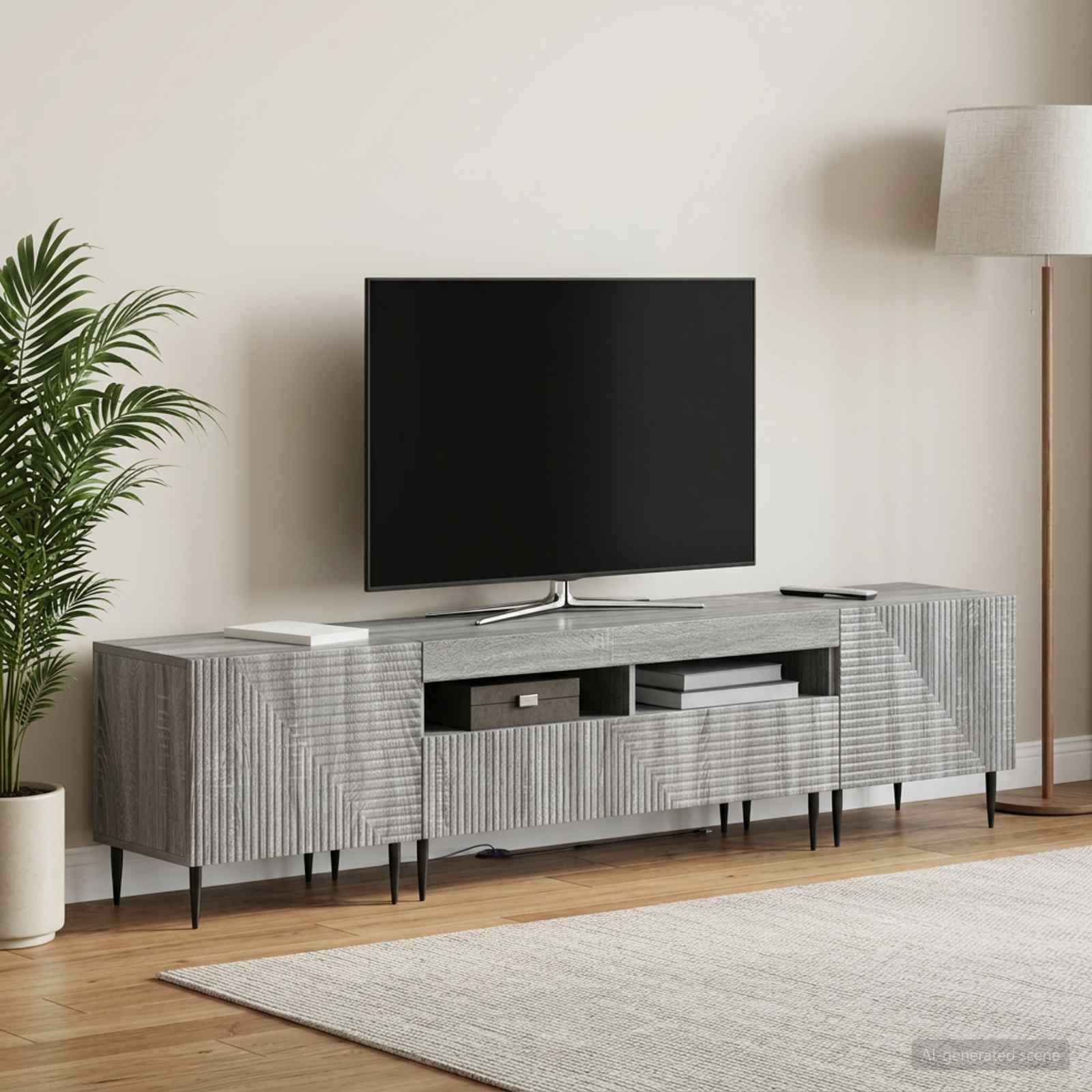 3-osainen LED-TV-kaappi Harmaa Sonoma Tekninen puu