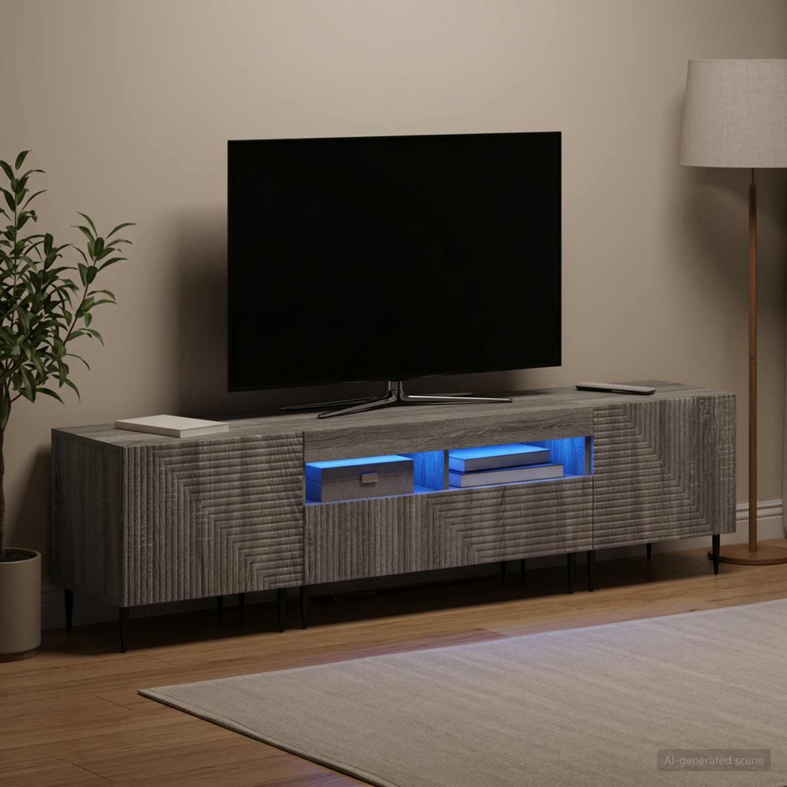 3-osainen LED-TV-kaappi Harmaa Sonoma Tekninen puu