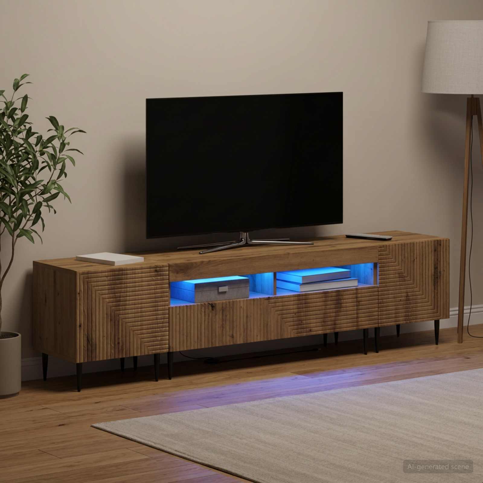 3-delni LED TV omarica Artisan hrast Inženirski les - slika 3