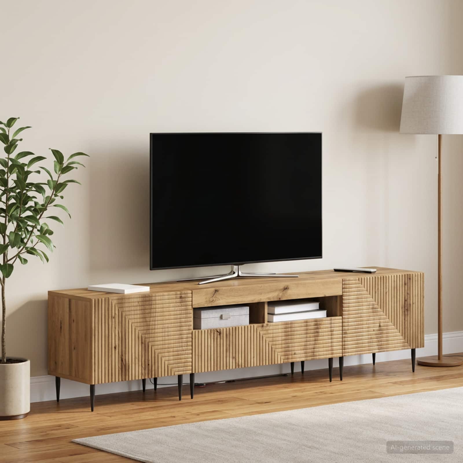 3-delni LED TV omarica Artisan hrast Inženirski les