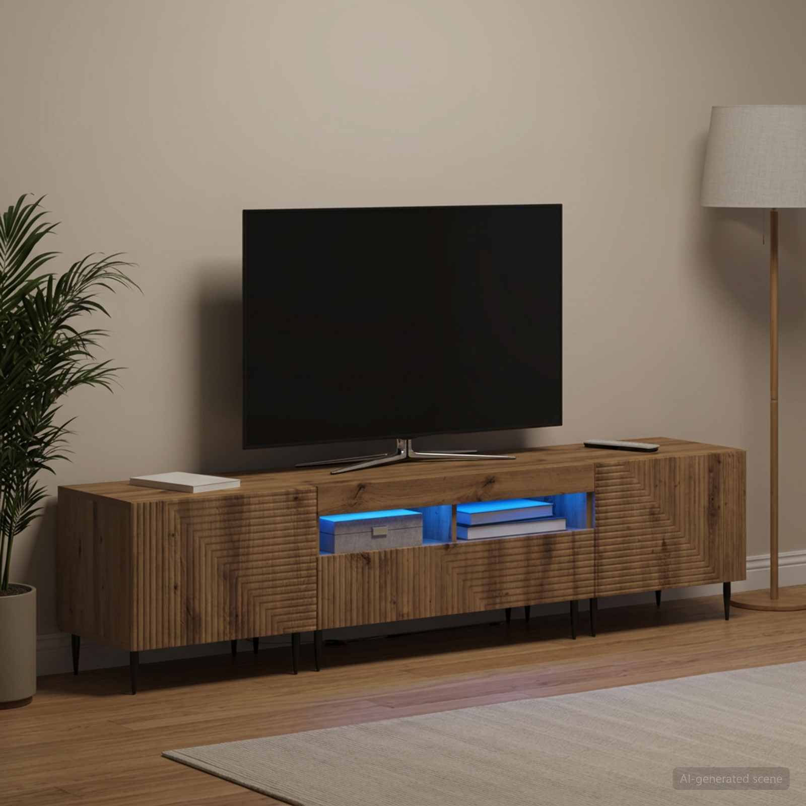 3-delni LED TV omarica Artisan hrast Inženirski les - slika 3