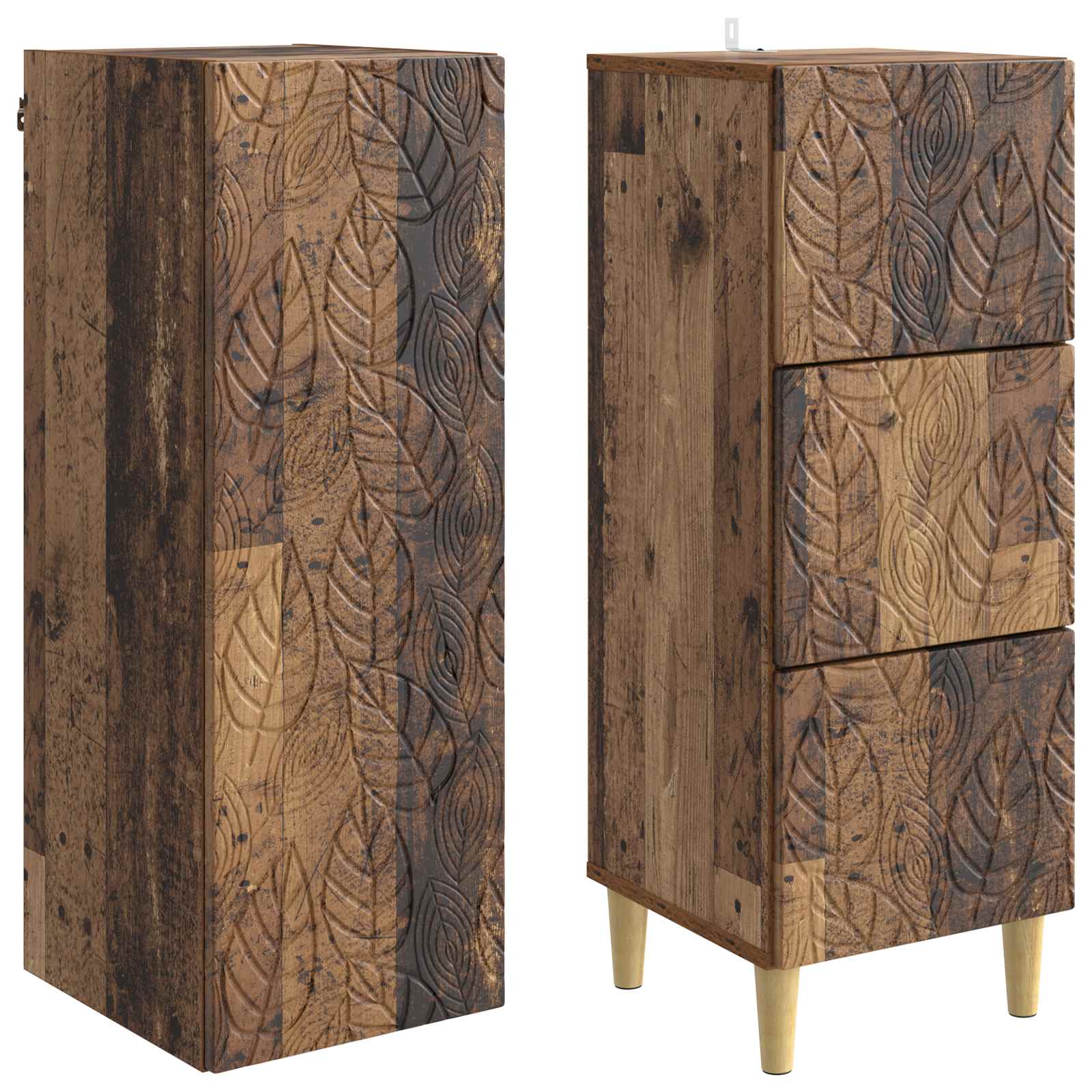 Kaappisarja 2 pcs Vanha puu 33 x 34,5 x 90 cm Tekninen puu - Image 3