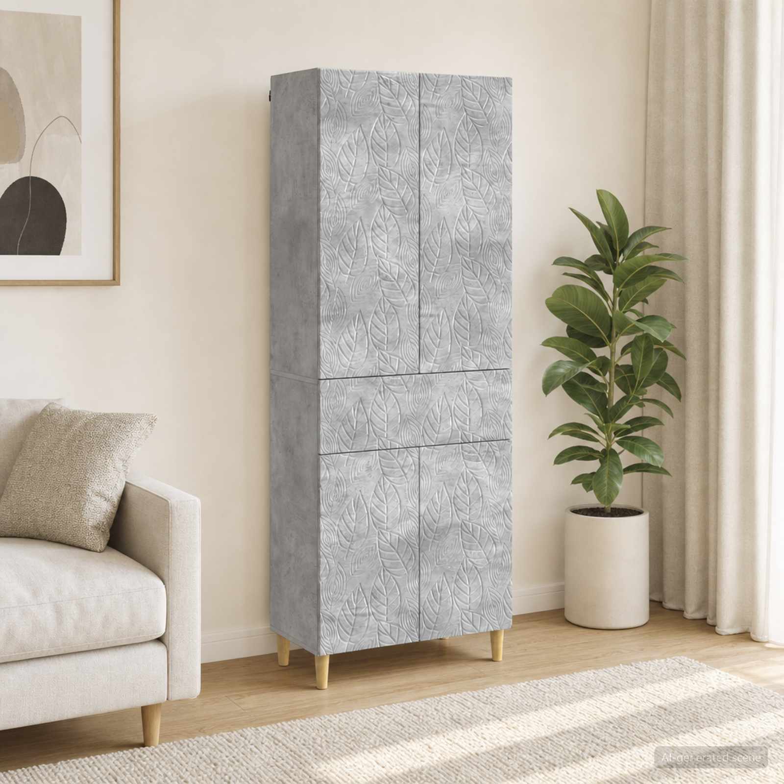 Skåpset 2 pcs Betonggrå Konstruerat trä