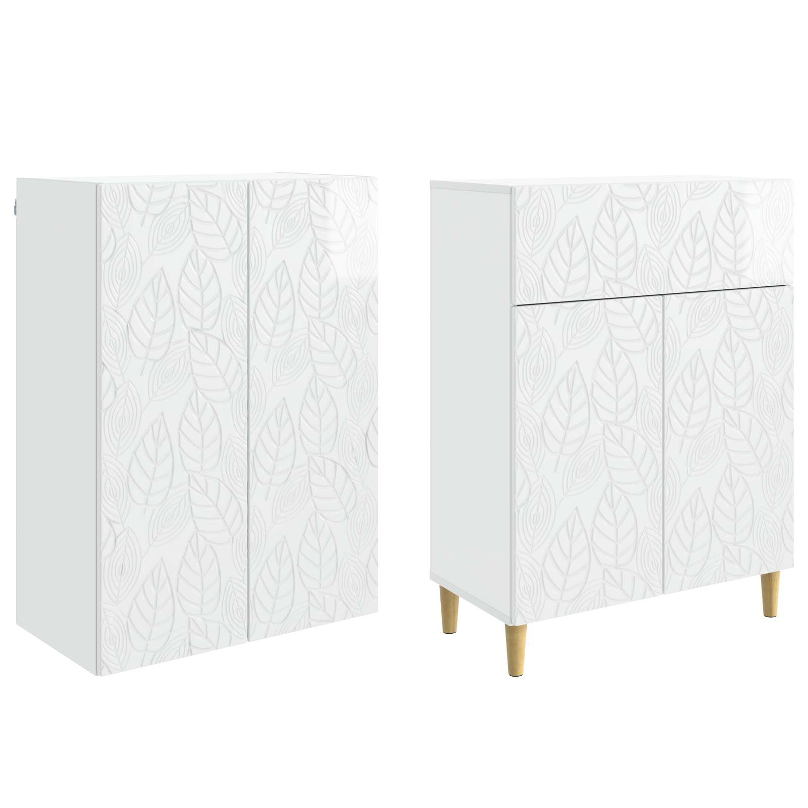 Комплект шкафове 2 pcs Бял гланц Инженерна дървесина – изображение 3