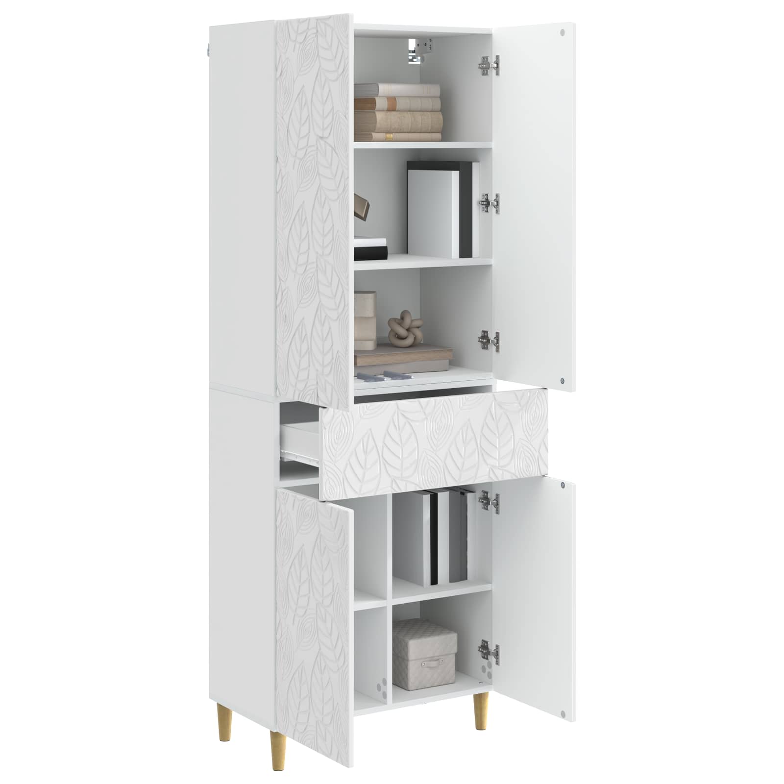Комплект шкафове 2 pcs Бял гланц Инженерна дървесина – изображение 2