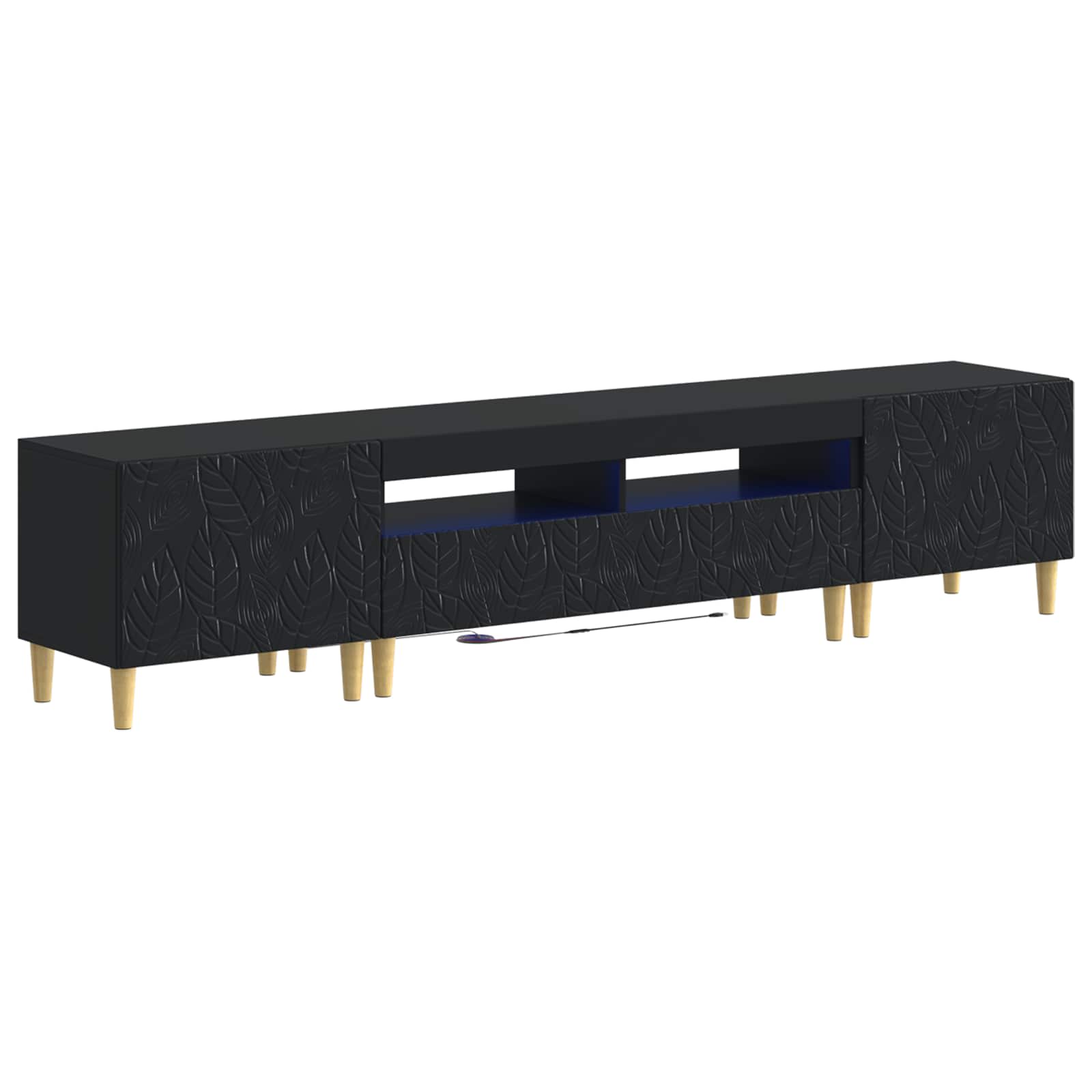 5 osan LED TV-kaappi Musta Tekninen puu