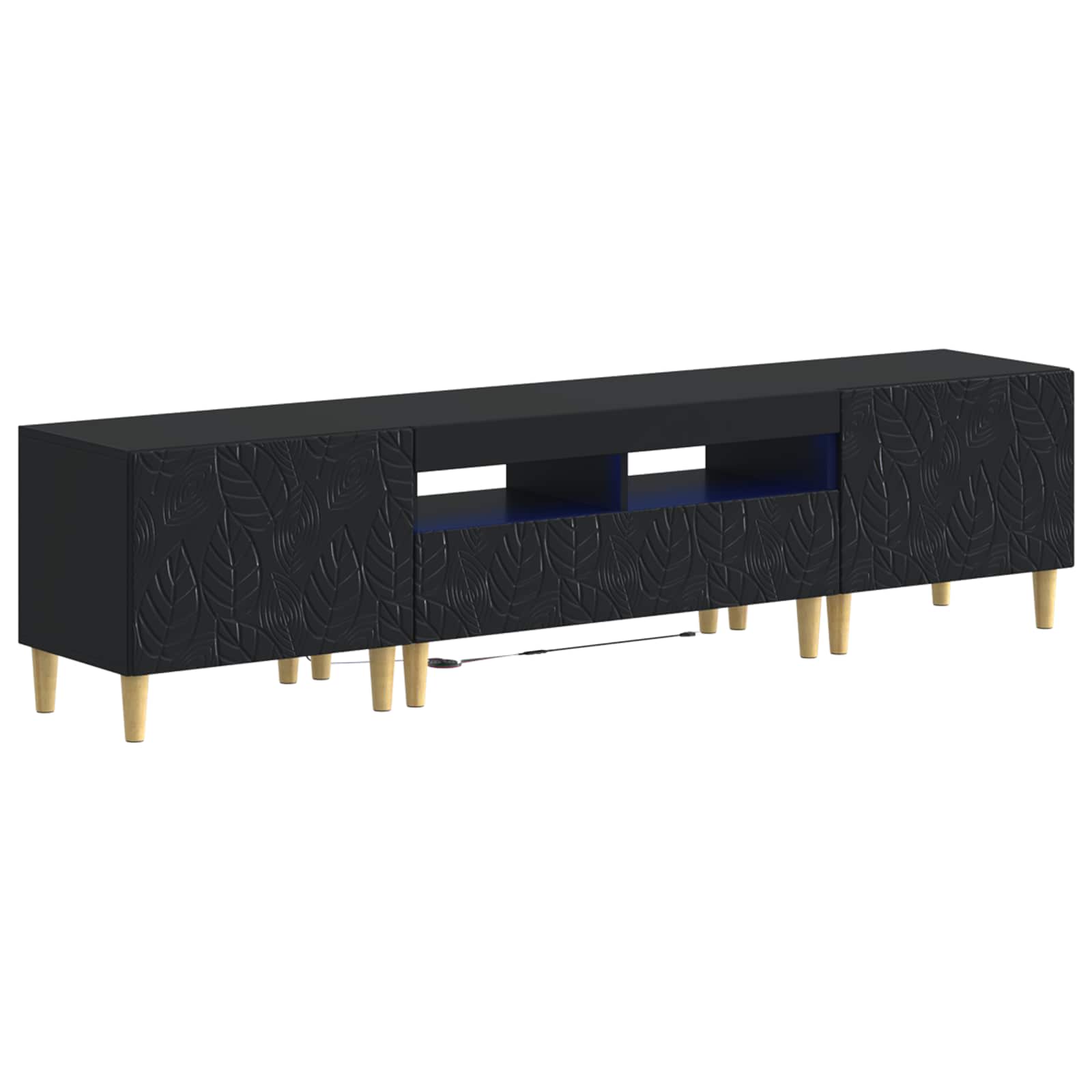 5 osan LED TV-kaappi Musta Tekninen puu