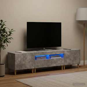 5-delna LED TV omarica Betonsko siva Inženirski les