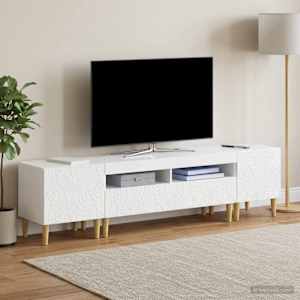 5-delna LED TV omarica Bela visok sijaj Inženirski les