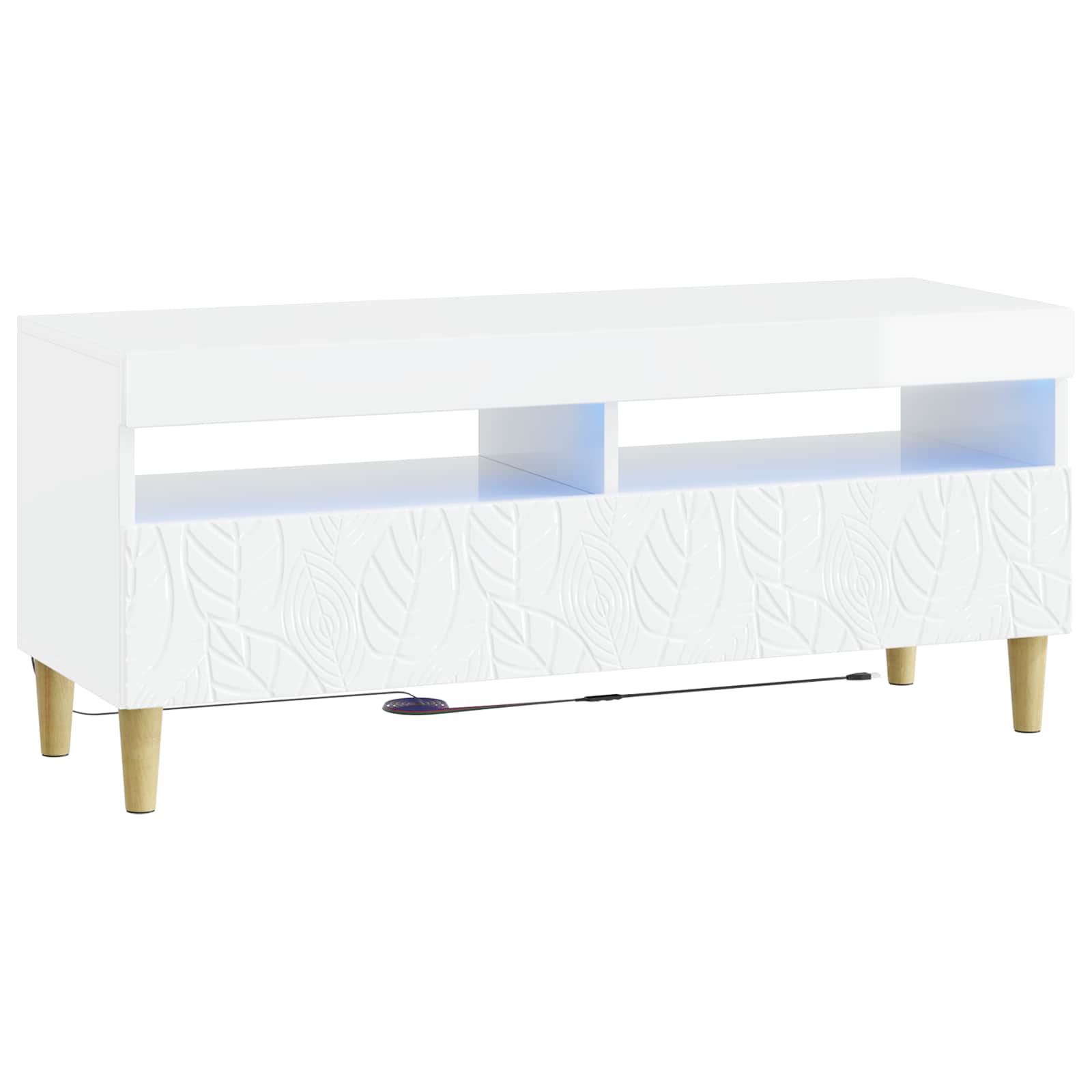 5 osan LED TV-kaappi Korkeakiiltoinen valkoinen Tekninen puu - Image 3