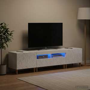 5-delna LED TV omarica Bela visok sijaj Inženirski les